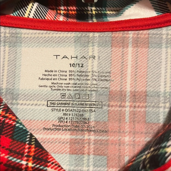 Tahari Girl’s Plaid Pajama Set - Red, Black, Green and White - Picture 2 of 8